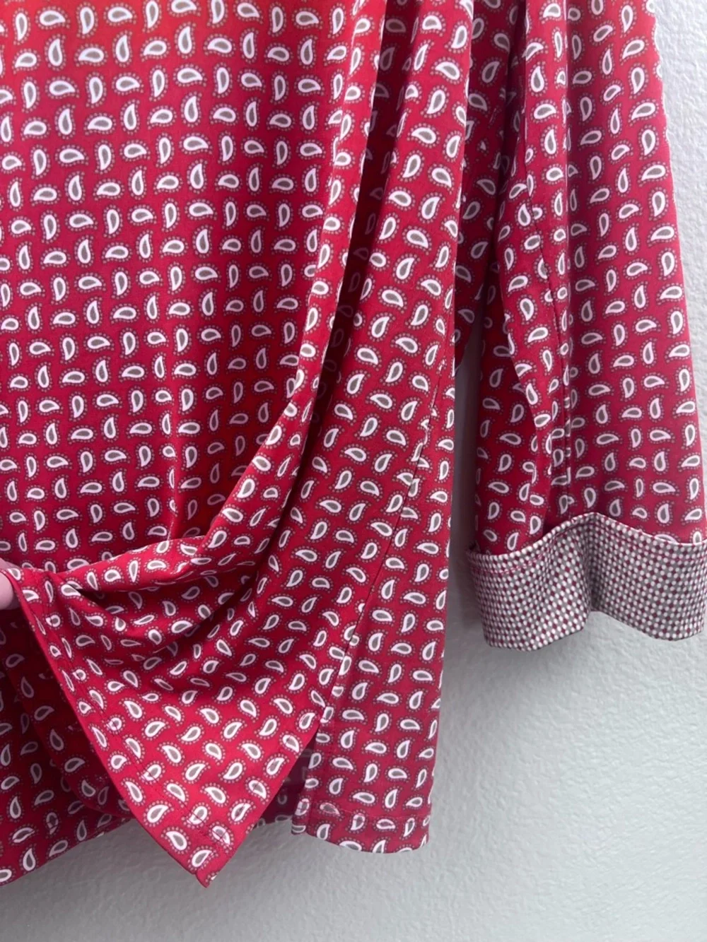 Jones NY Signature Large Paisley Blouse Layered Collar, Golden Buttons, Classic - Picture 6 of 10